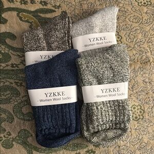 Ladies Wool Socks - Blue, Gray, black , and Green